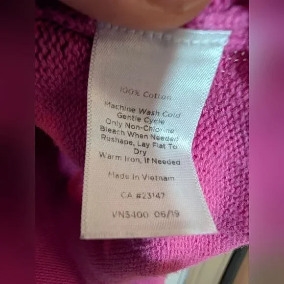 Talbots Hot Pink Cable Knit Sweater L Cotton Spring Layering Preppy Coquette - Picture 4 of 6